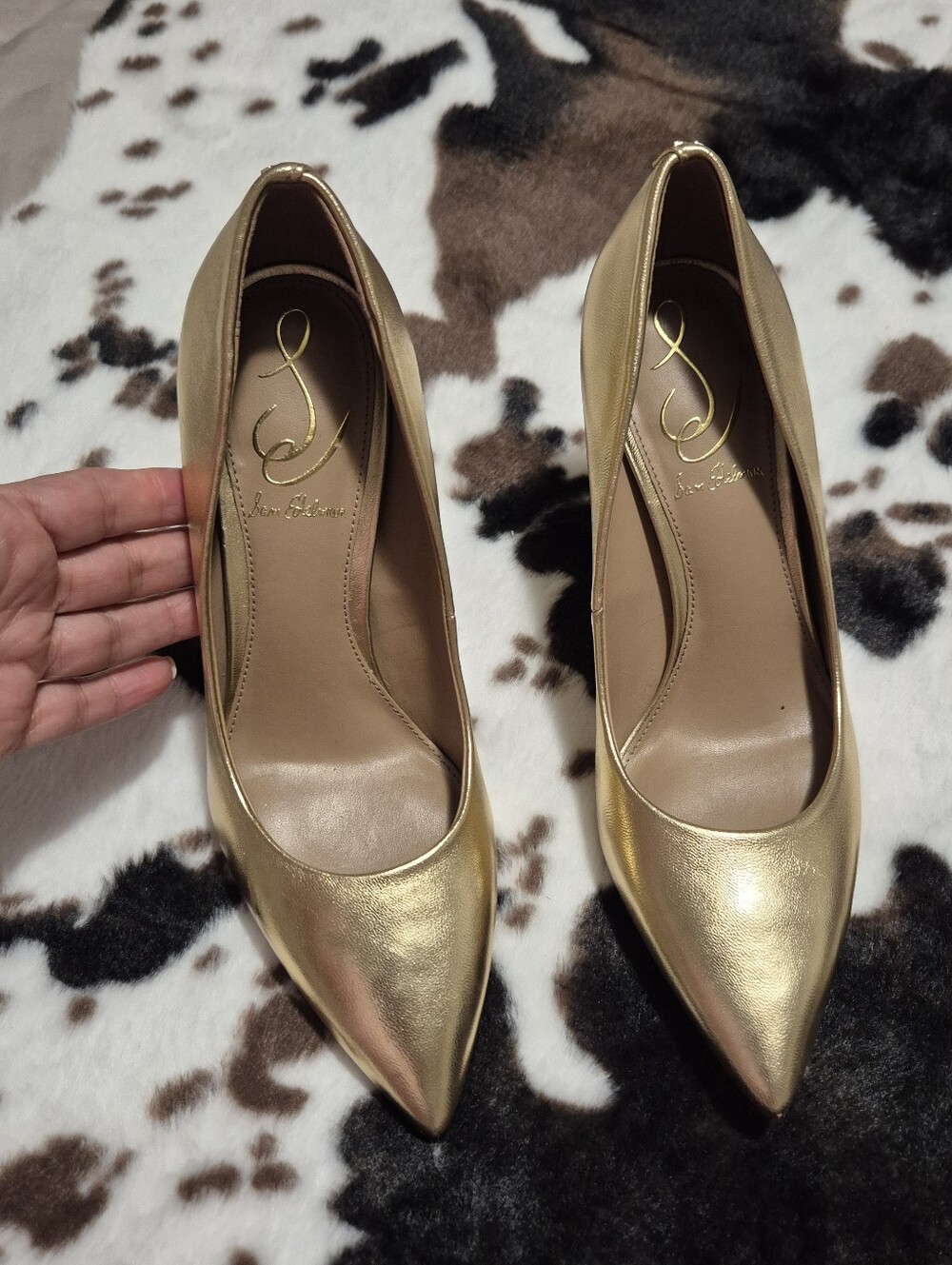 Sam Edelman Metallic Gold Pointed Toe Pumps ..Size:5.5 - Picture 4 of 14